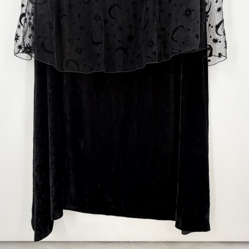 Black Whimsigoth Gothic Cape Dress Set Sheer Celestial Moon Stars Witchy RenFair - Picture 8 of 16